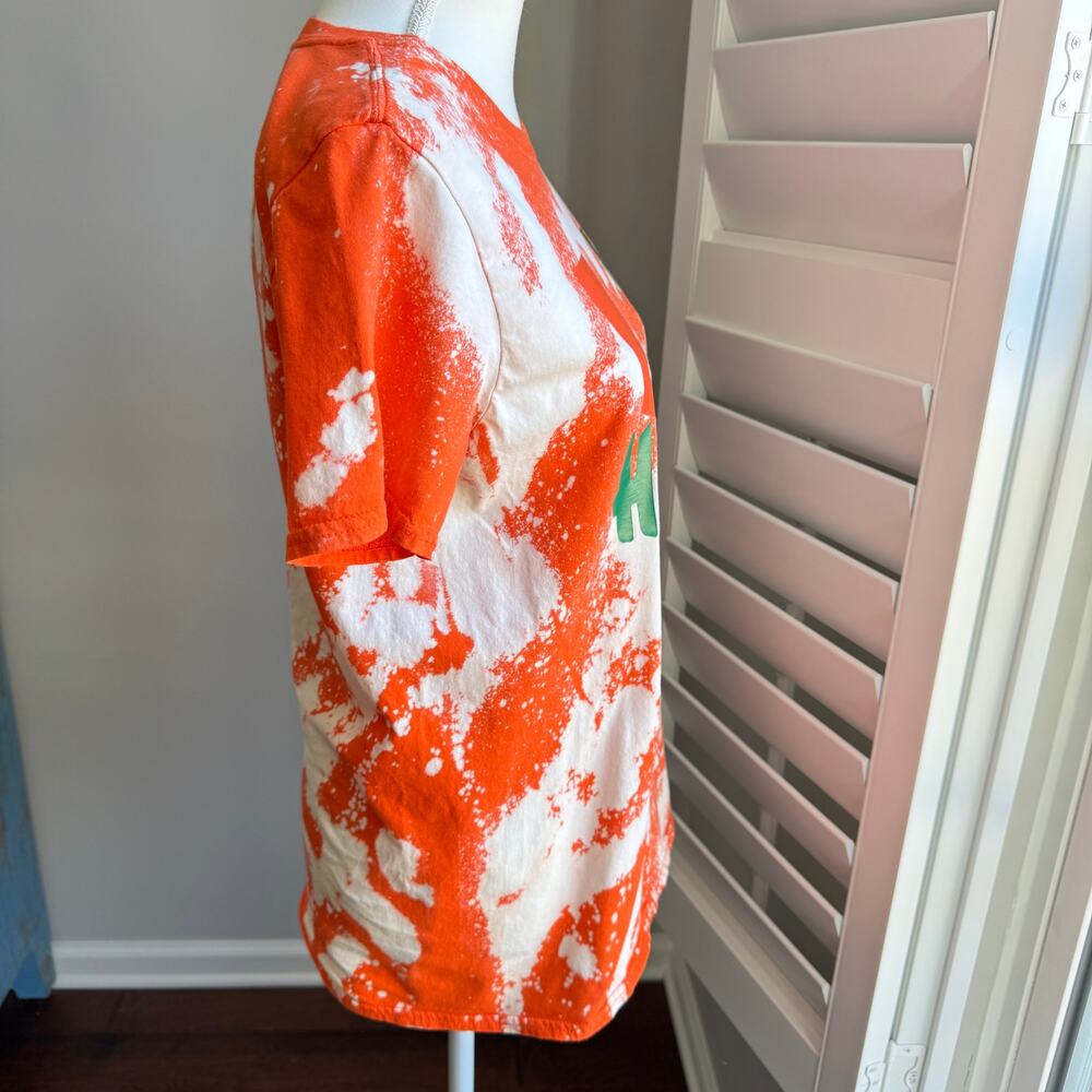 University of Miami Hurricanes T-Shirt Top Womens M Orange Marble Print THE U - Picture 4 of 11